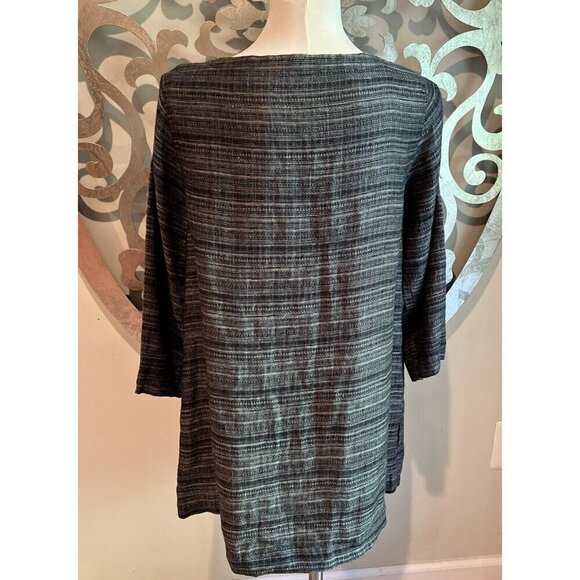Eileen Fisher Tunic Collarless Button Pockets Navy Cotton Elastene Acrylic SMALL - Picture 5 of 8